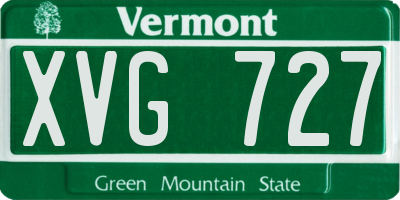 VT license plate XVG727