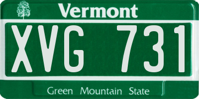VT license plate XVG731