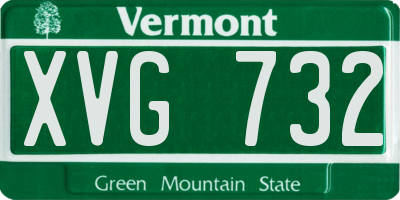 VT license plate XVG732
