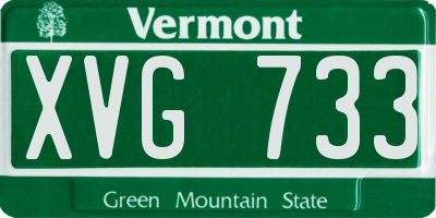 VT license plate XVG733
