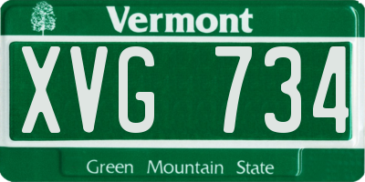VT license plate XVG734