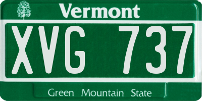VT license plate XVG737