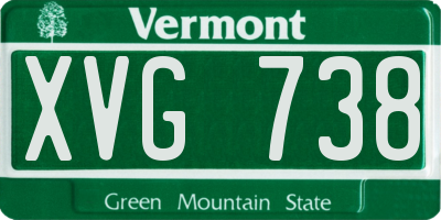 VT license plate XVG738