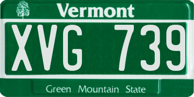 VT license plate XVG739