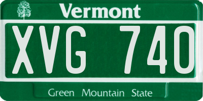 VT license plate XVG740