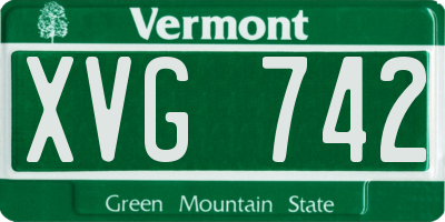 VT license plate XVG742