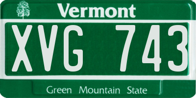 VT license plate XVG743