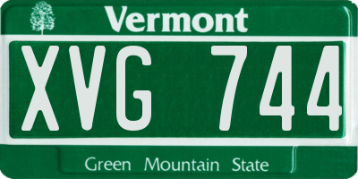 VT license plate XVG744