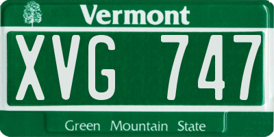VT license plate XVG747