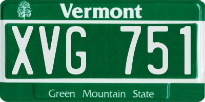 VT license plate XVG751