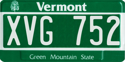 VT license plate XVG752