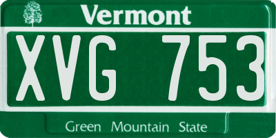 VT license plate XVG753