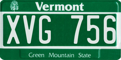 VT license plate XVG756