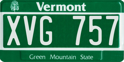 VT license plate XVG757