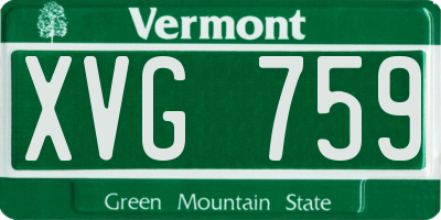 VT license plate XVG759