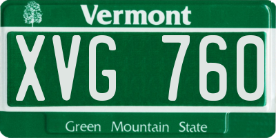 VT license plate XVG760