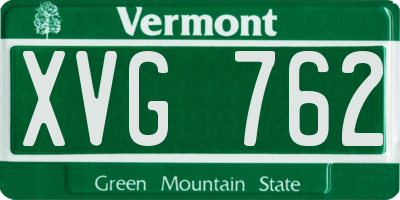 VT license plate XVG762