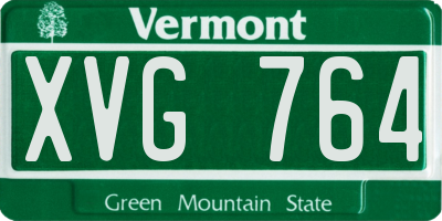 VT license plate XVG764