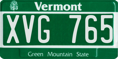 VT license plate XVG765