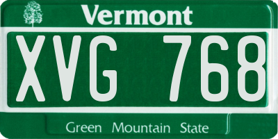 VT license plate XVG768