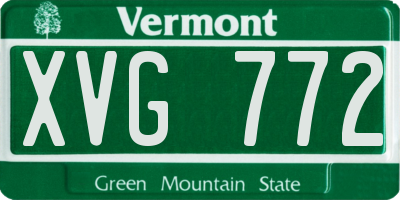 VT license plate XVG772