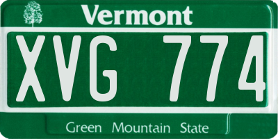 VT license plate XVG774