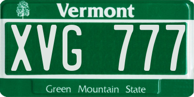 VT license plate XVG777