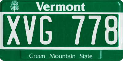 VT license plate XVG778