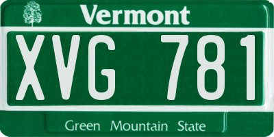 VT license plate XVG781
