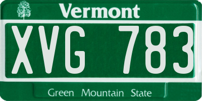 VT license plate XVG783