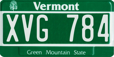 VT license plate XVG784
