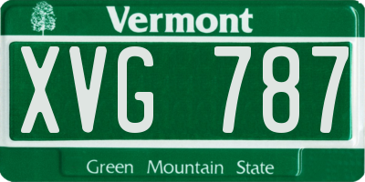 VT license plate XVG787