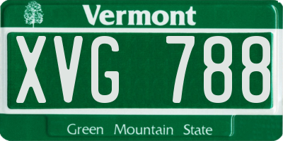 VT license plate XVG788