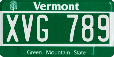 VT license plate XVG789