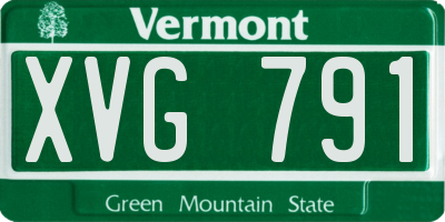 VT license plate XVG791