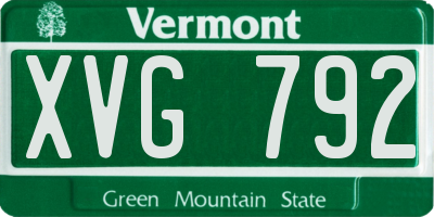 VT license plate XVG792