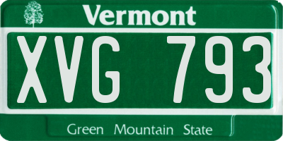 VT license plate XVG793
