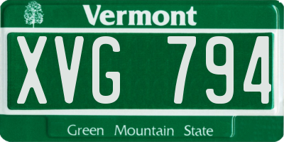 VT license plate XVG794