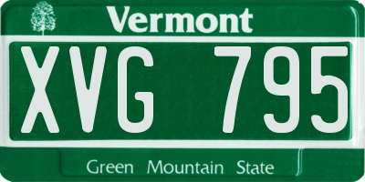 VT license plate XVG795