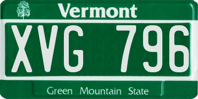 VT license plate XVG796