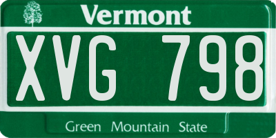 VT license plate XVG798