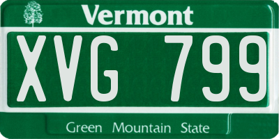 VT license plate XVG799