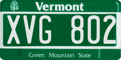 VT license plate XVG802