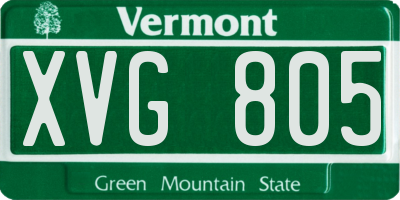 VT license plate XVG805