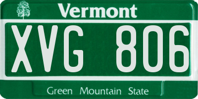 VT license plate XVG806