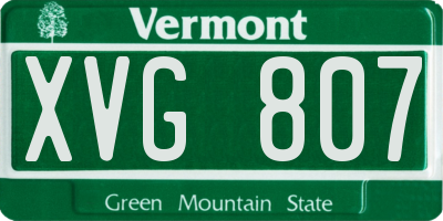 VT license plate XVG807
