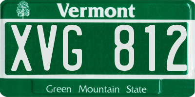 VT license plate XVG812