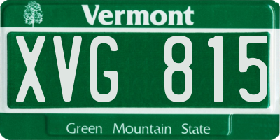 VT license plate XVG815