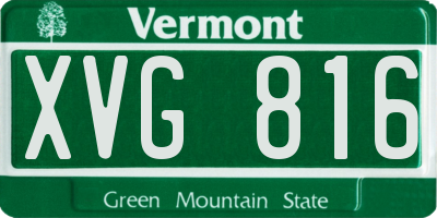VT license plate XVG816