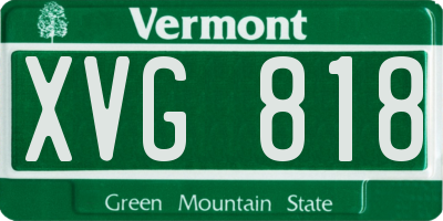 VT license plate XVG818